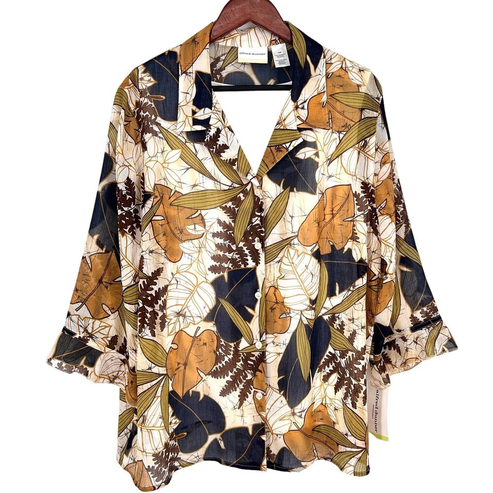NEW NWT Alfred Dunner Plus Size 18W Autumn Leaves Fall Thanksgiving Shirt Top